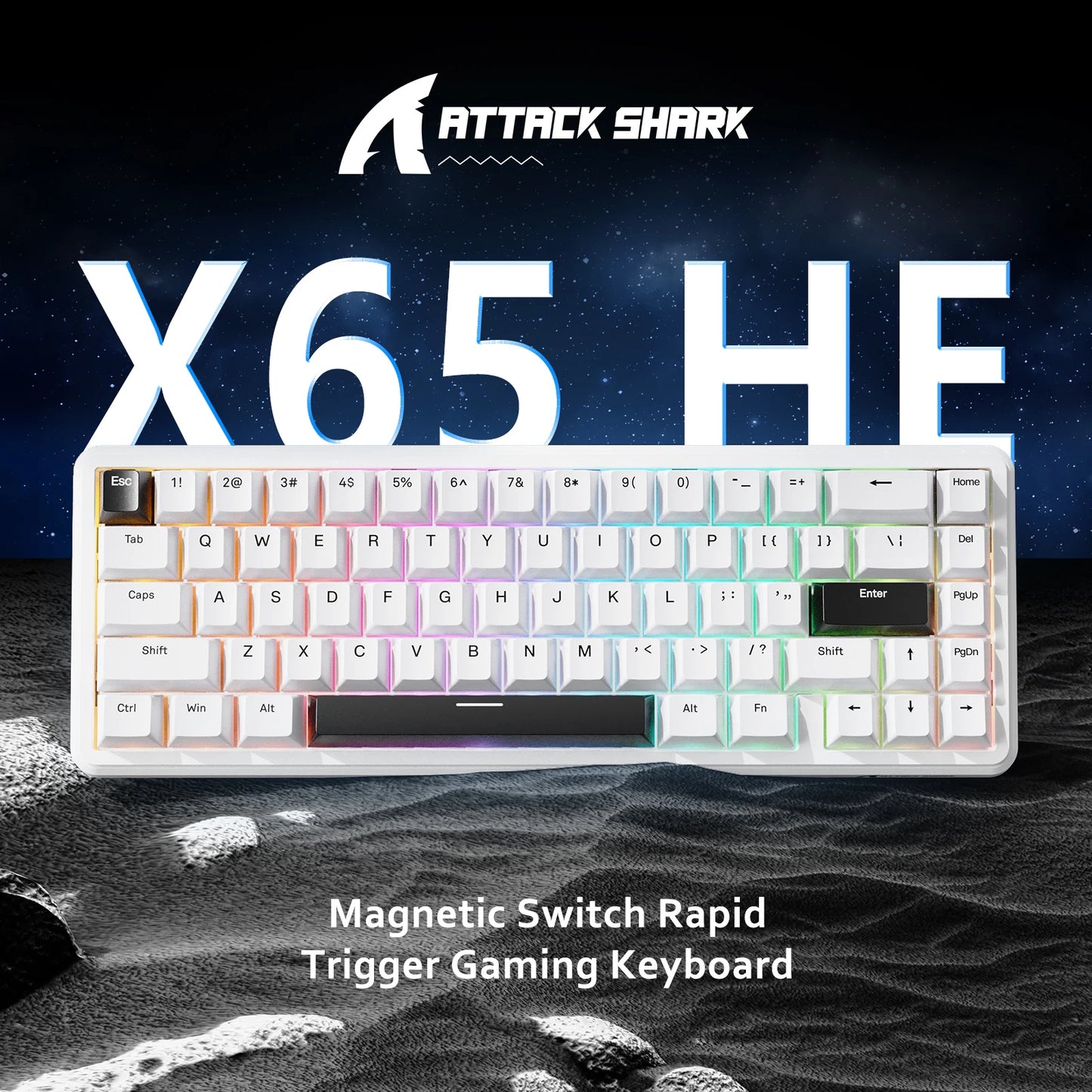 ATTACK SHARK X65 HE Magnetic Switch Rapid Trigger Keyboard, 65% Wired Gaming Keyboard with 8000 Hz Polling Rate