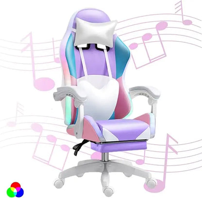 RGB LED Gaming Chair for Adults with Speakers, Ergonomic Gaming Chair, Reclining Computer Gaming Chair with Lumbar Support & Adjustable Height