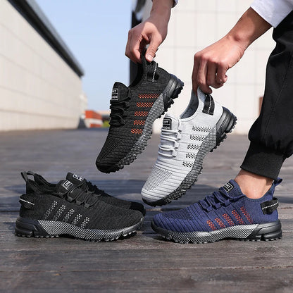 Lediga sneakers för män i mesh, lätta och ventilerande, med mjuk sula – slip-on-löparskor, låga loafers och träningsskor för män