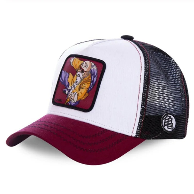 Casquette Dragon Ball Son Goku pour l'été, casquette de voyage à visière, casquette pour homme brodée, style hip-hop en maille, visière pare-soleil, casquette de baseball, sport de plein air