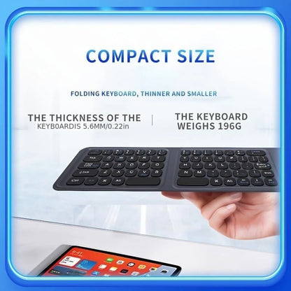 Jomaa Bluetooth Foldable Keyboard ,Tri-Fold Wireless Keyboard,PU Leather Cover 3 Device Connections,for Tablet Phone Laptop