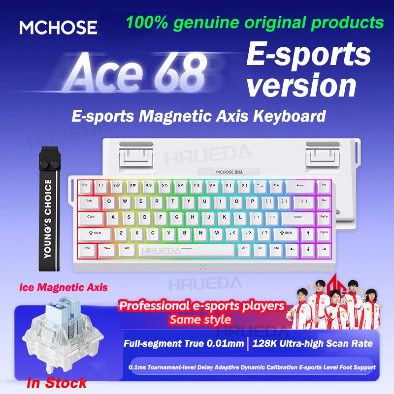 MCHOSE Ace 60 Pro 68 Magnetic Axis Mechanical Keyboard Customized Esports 0.01ms Latency RT 0.01mm 128K Gaming Keyboard Original