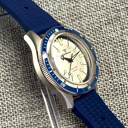 Tandorio Red Blue 40mm PT5000 Japan NH35A Mechanical Automatic Dive Men Watch 20ATM Waterproof Domed Sapphire Screw Crown Reloj