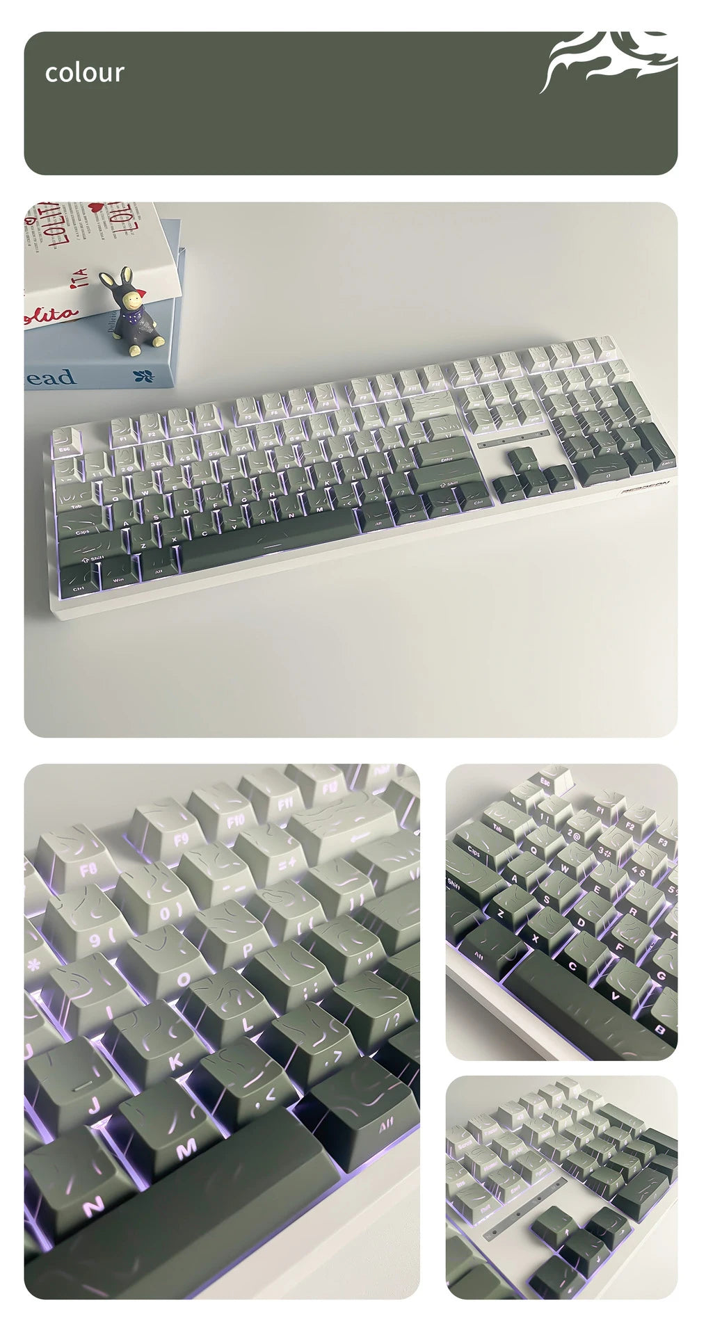 Topographic 4.0 Side Printed Keycaps Cherry Profile Double Shot PBT Keycaps for MX Switch Mechanical Keyboard with ISO Enter Shine Through Keycaps