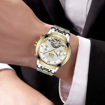 LIGE automatische mechanische polshorloges voor heren – Luxe horloge uit het topsegment met tourbillon, elegant en waterdicht model, ideaal voor op het werk of formele gelegenheden.