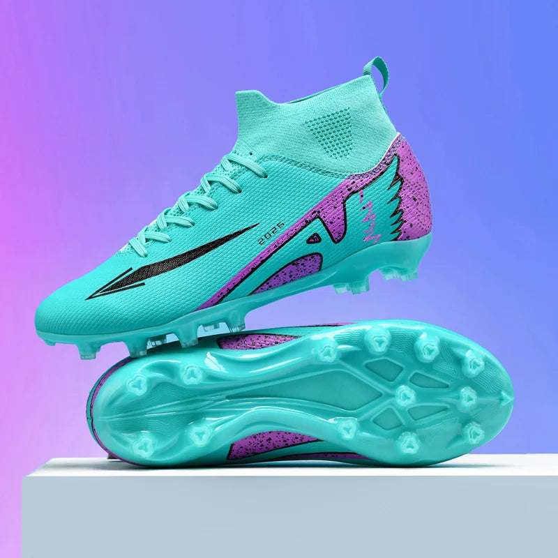 Nouvelles chaussures de football pour hommes, chaussures de sport d'extérieur, ultra-légères, de haute qualité, à cheville haute, chaussures de football en salle antidérapantes, futsal antidérapant.