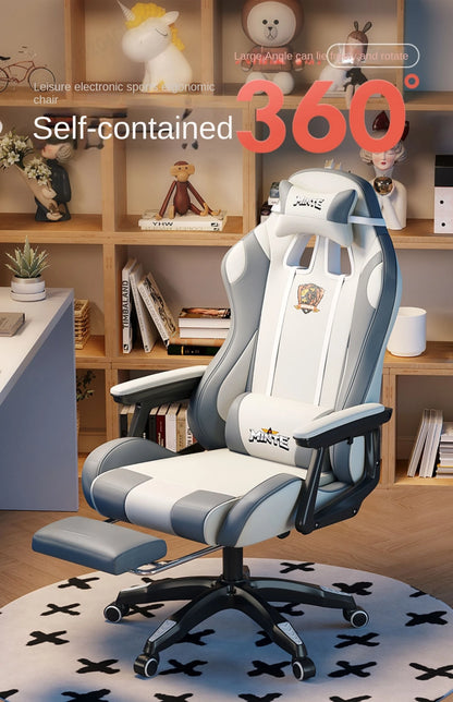 Modern Ergonomic Computer Office Chair with Footrest, Adjustable Height, Swivel Executive Desk Chair, Reclining Gaming Chair for Home & Study