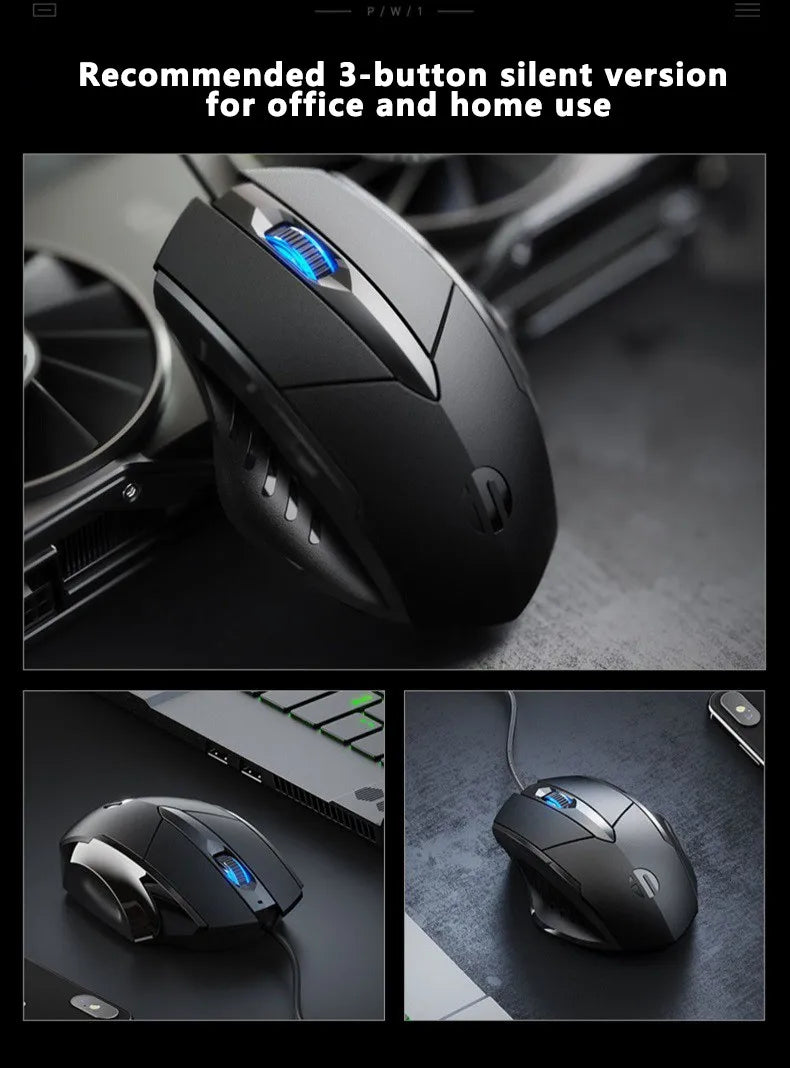 Káblová myš Inphic W1 Esports Gaming Mouse s programovateľnými makrami, nastaviteľným DPI a tichým chodom do kancelárie