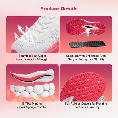 Baasploa Damen-Laufschuhe für Profis, Outdoor, Carbon-Platte, rutschfeste Sportschuhe, Damen-Freizeitschuhe, atmungsaktive Jogging-Sneaker