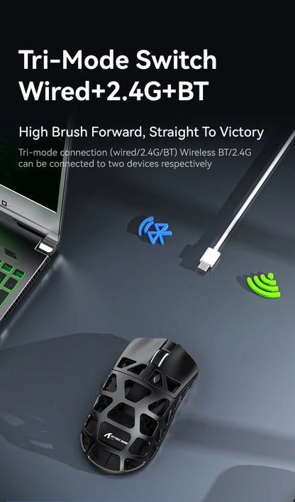 ATTACK SHARK R3 gamer egér magnéziumötvözet méhsejtmintás házzal, ultrakönnyű, 8K Hz, PAW3395 érzékelő, 26000 DPI, ergonomikus kialakítás