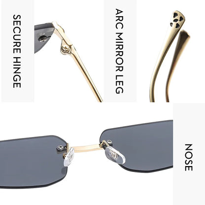 Popular Brand Brown Square Women Sunglasses Fashion Luxury Rimless Rectangle Sun Glasses Female Shades UV400 Vintage Eyewear