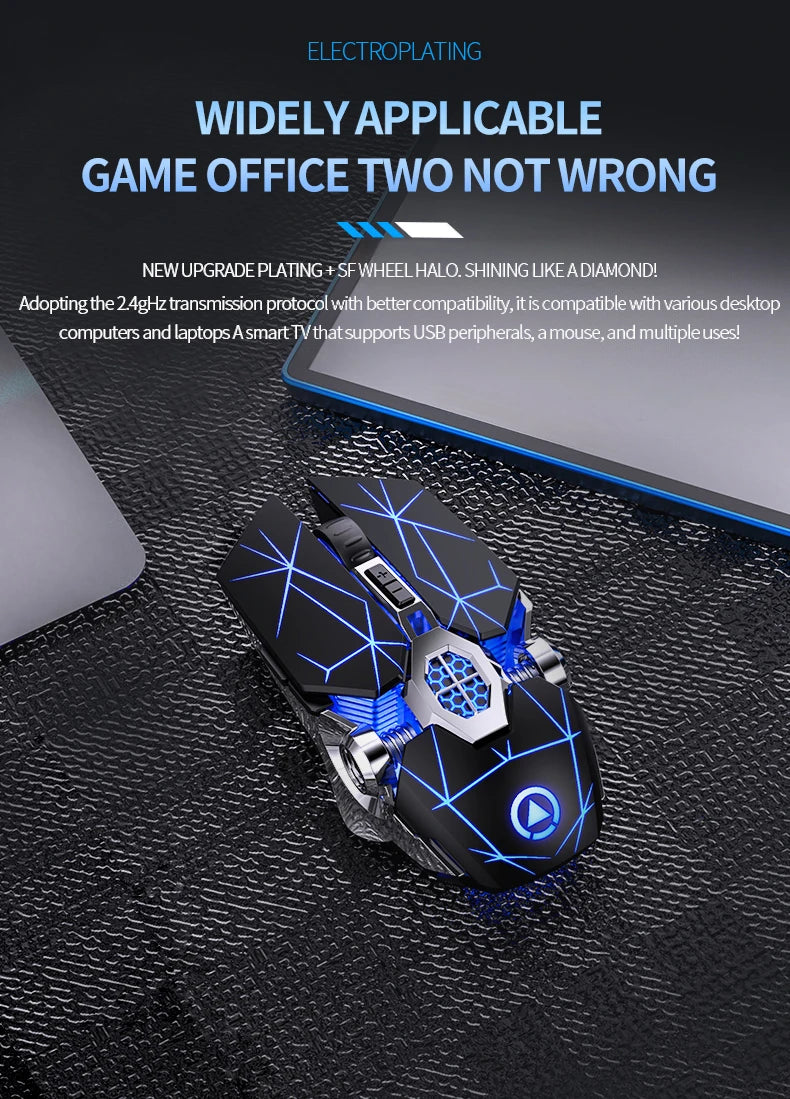 2.4G Wireless Mouse 6D Optical Rechargeable Wireless Mouse Noiseless Mice DPI1600 for Macbook PC Laptop