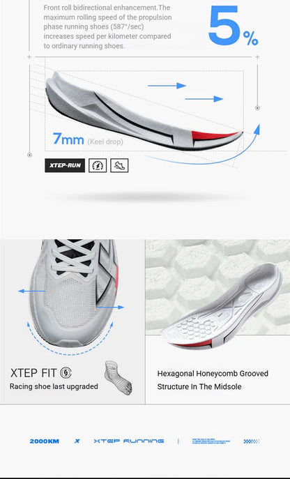 Xtep 2000km 5.0 Running Shoes Women Resistant Durable Combat Wear Resistant Lightweight Sneakers New Arrival 874118110024