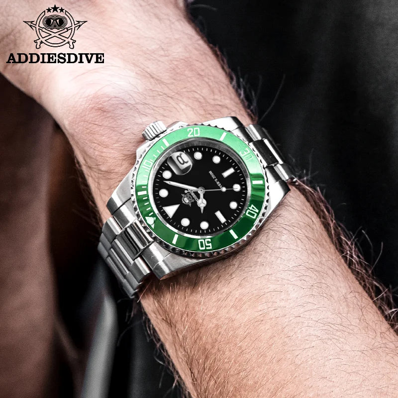 ADDIESDIVE Luxury Men's Watch Ceramic bezel BGW9 Super Bright Luminous Leisure Quartz Watch 200m Waterproof Outdoor Sports Watch