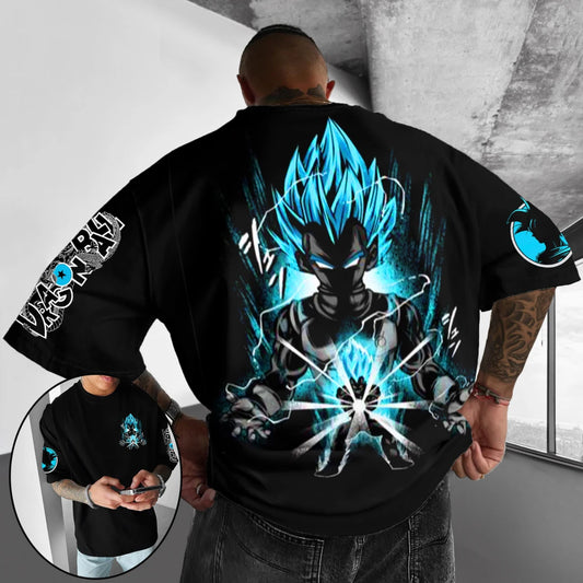 Тениска с къс ръкав от памук с щампа Dragon Ball Z Son Goku Vegeta за мъже и жени, Harajuku Y2K, винтидж лятна streetwear дреха
