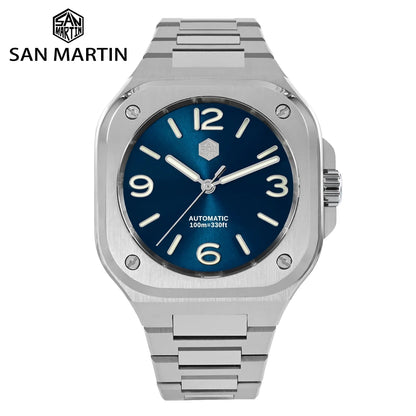San Martin 40mm Classic Luxury Sport Watch Distinctive Square Case Stainless Steel Men Watch Automatic Mechanical 10 Bar SN0074