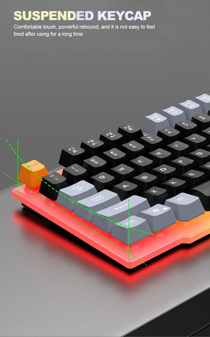 RAIKU T26 Wired Gaming Keyboard, 104-Key RGB Backlit USB Gaming Keyboard, Ergonomic Wired Gaming Keyboard for PC, Laptop & Office