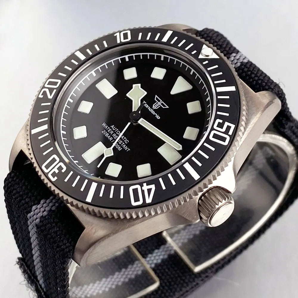Titanium Case Tandorio 42mm Retro FXD NH35 PT5000 Mechanical Men's Watch Sapphire 200M Diver Watches Luminous Watches for Men