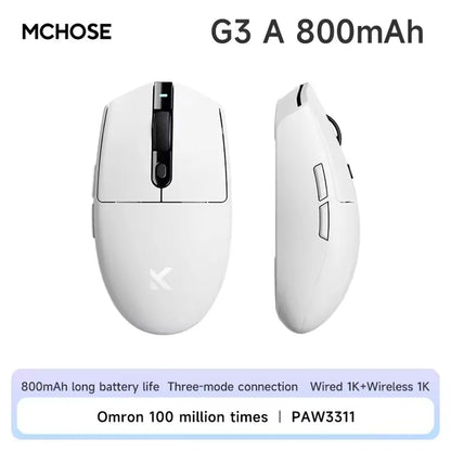 MCHOSE G3 V2 Pro trådløs gamingmus, tri-mode Bluetooth, 800mAh, genopladelig, let, tilpasset ergonomi, esportsmus
