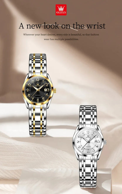 OLEVS Luxury Fashionable Ladies Quartz Watch Waterproof Wristwatch with Arabic Numerals Date Feature And Set Bracelet for Women
