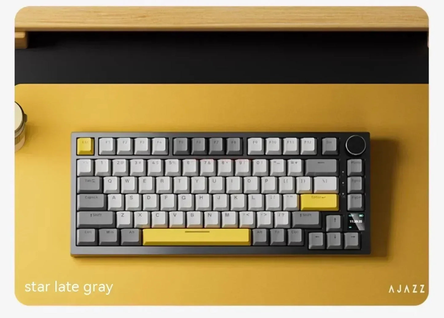 Ajazz Ak820 Pro Fessional Mechanical Keyboard Tft Screen Multifunctional Knob Game Keyboard 3 Mode Hot Plug Rgb Pad Office Gift