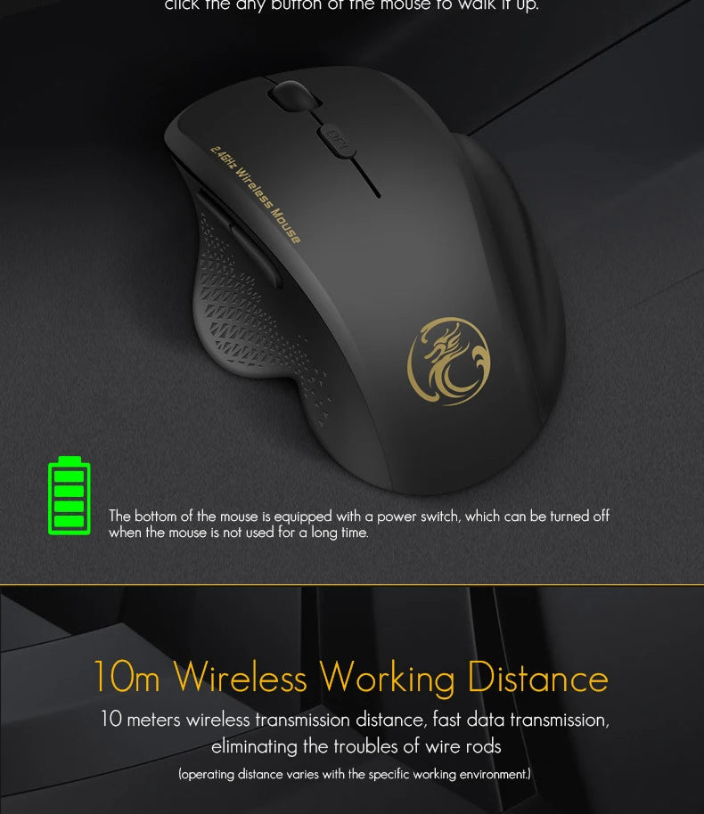 UTHAI G6 2.4G Wireless Mouse, Ergonomic 6-Button Wireless Mouse for Laptop, Business Office, Gaming, Adjustable DPI Computer Mouse
