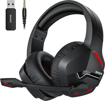 Casque de jeu sans fil BINNUNE avec 2,4 GHz pour PS5, PS4, Switch, FPS Gamers casques de jeu Bluetooth 5.3 avec micro antibruit