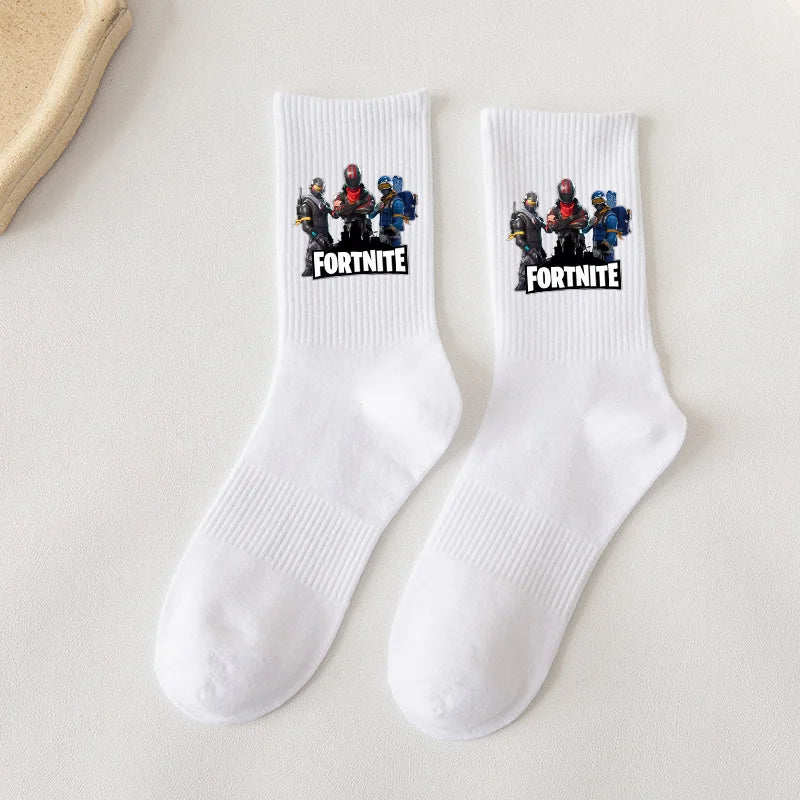 Fortnite Socks Cartoon Game Character Long Sock for Kids tudents in Spring and Autumn Solid Color Cotton Socks Birthday Gifts