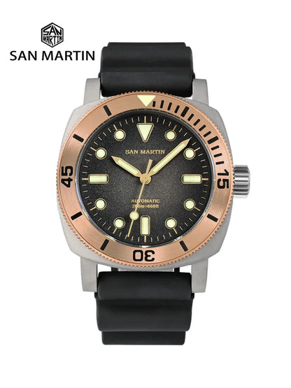 San Martin 42mm Retro Titanium Diver Watch NH35 Automatic Men's Mechanical Watches Bronze Bezel Sapphire Luminous Waterproof 200m