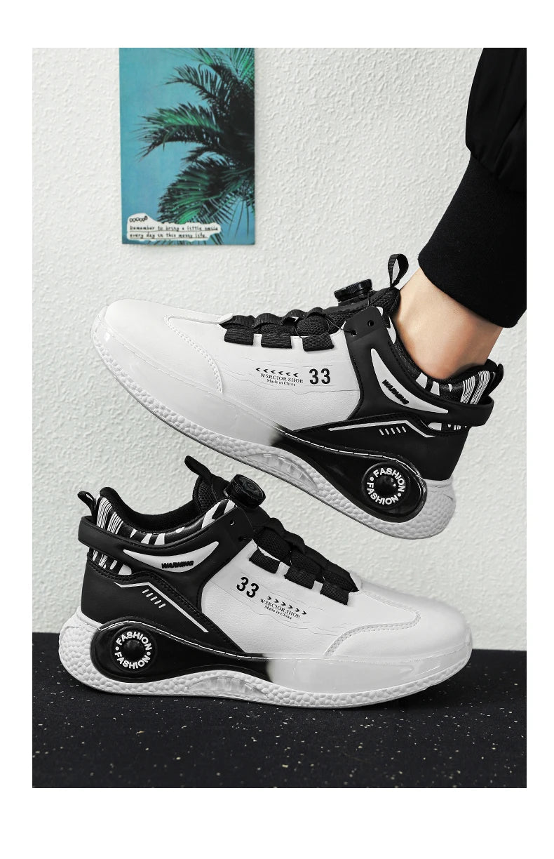 Herren-Sneaker mit drehbarer Schnalle – bequeme, rutschfeste Schnürschuhe für Outdoor-Aktivitäten