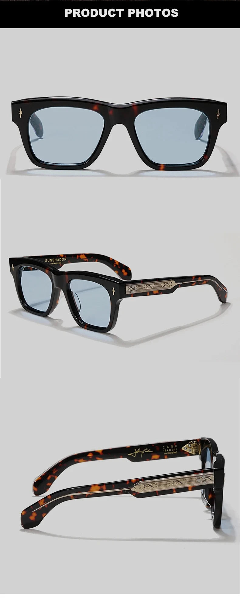 Fashion Design Handmade Square Acetate Sunglasses For Men Women Classic Sunglasses outdoor UV400 Protection Logo Customization