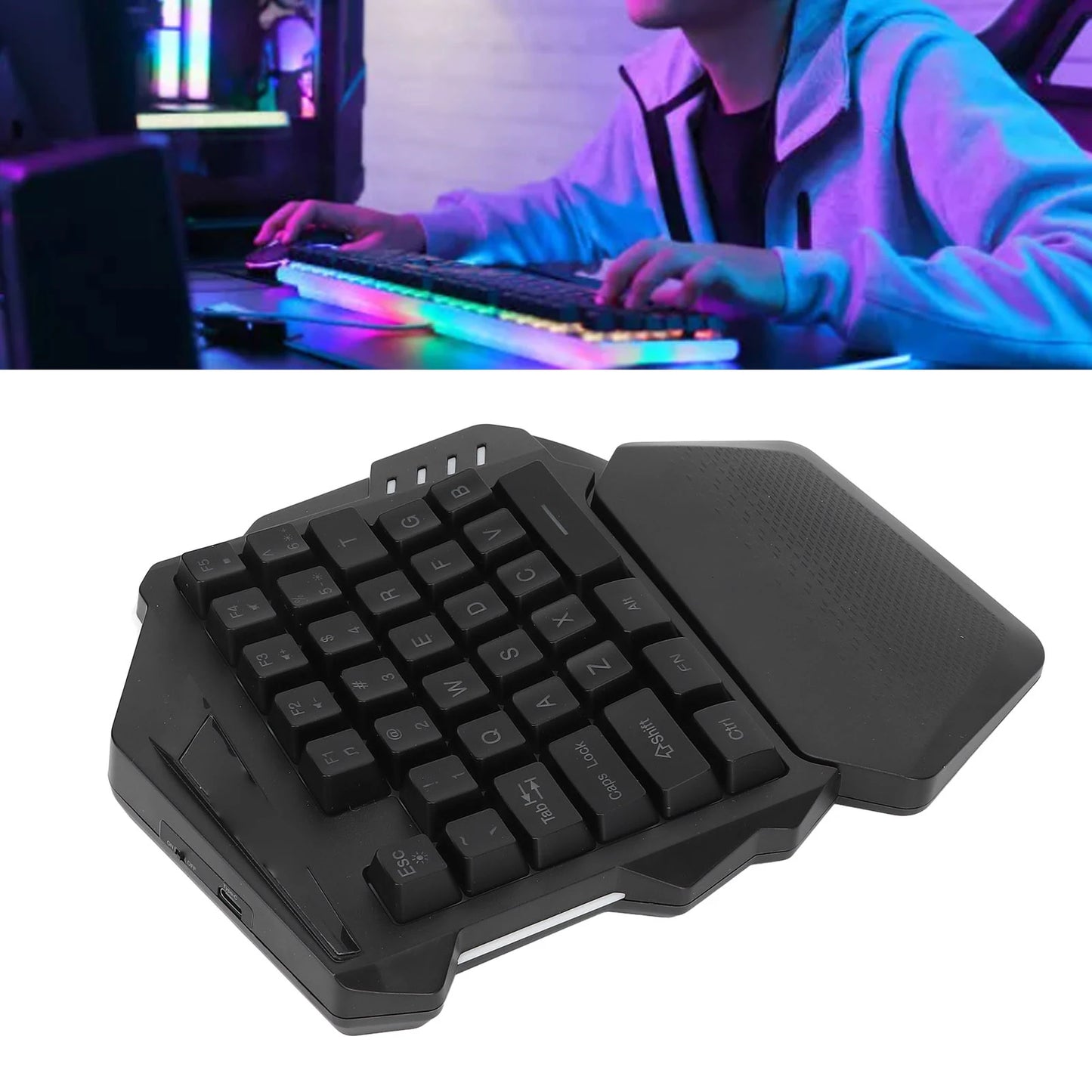 Mini Mechanical Keyboard One Handed Gaming Keyboard 2.4G Wireless RGB Lighting ABS 35 Keys Gaming Keyboard for Computer