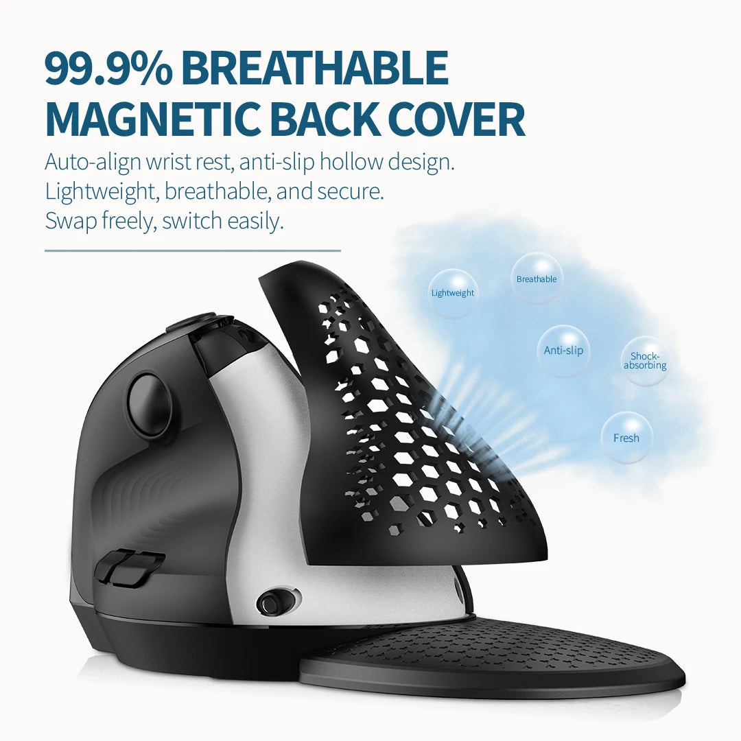 DELUX M618XSD Ergonomic Vertical Mouse with OLED Screen, 4000 DPI, Rechargeable 1000mAh Battery, Wireless & Wired Computer Mouse