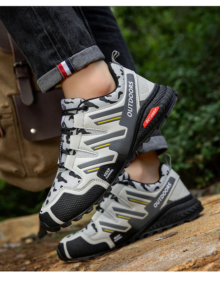 2025 New Men Hiking Shoes Outdoor Waterproof Sports Shoes Comfortable Leather Hiking Training Boots Large Size Tactical Shoe Men