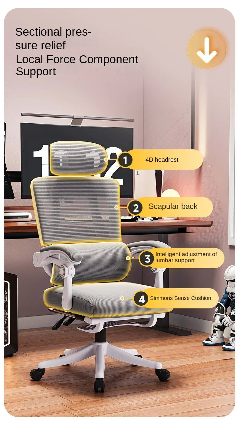 Sedia ergonomica da ufficio in mesh con supporto lombare, sedia da scrivania per computer a schienale alto per adulti, poltrona operativa confortevole per lunghe sessioni