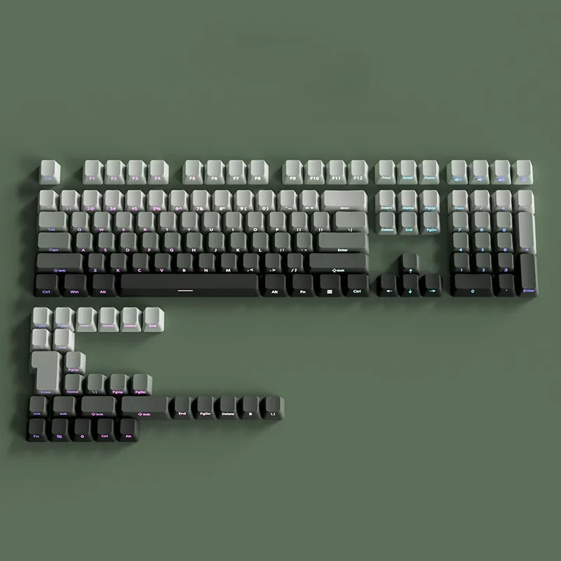 OEM Profile Gradient Side Printed Shine Through Keycaps PBT Double Shot Keycap For Mechanical Gamer Keyboard Black Gray Key Caps
