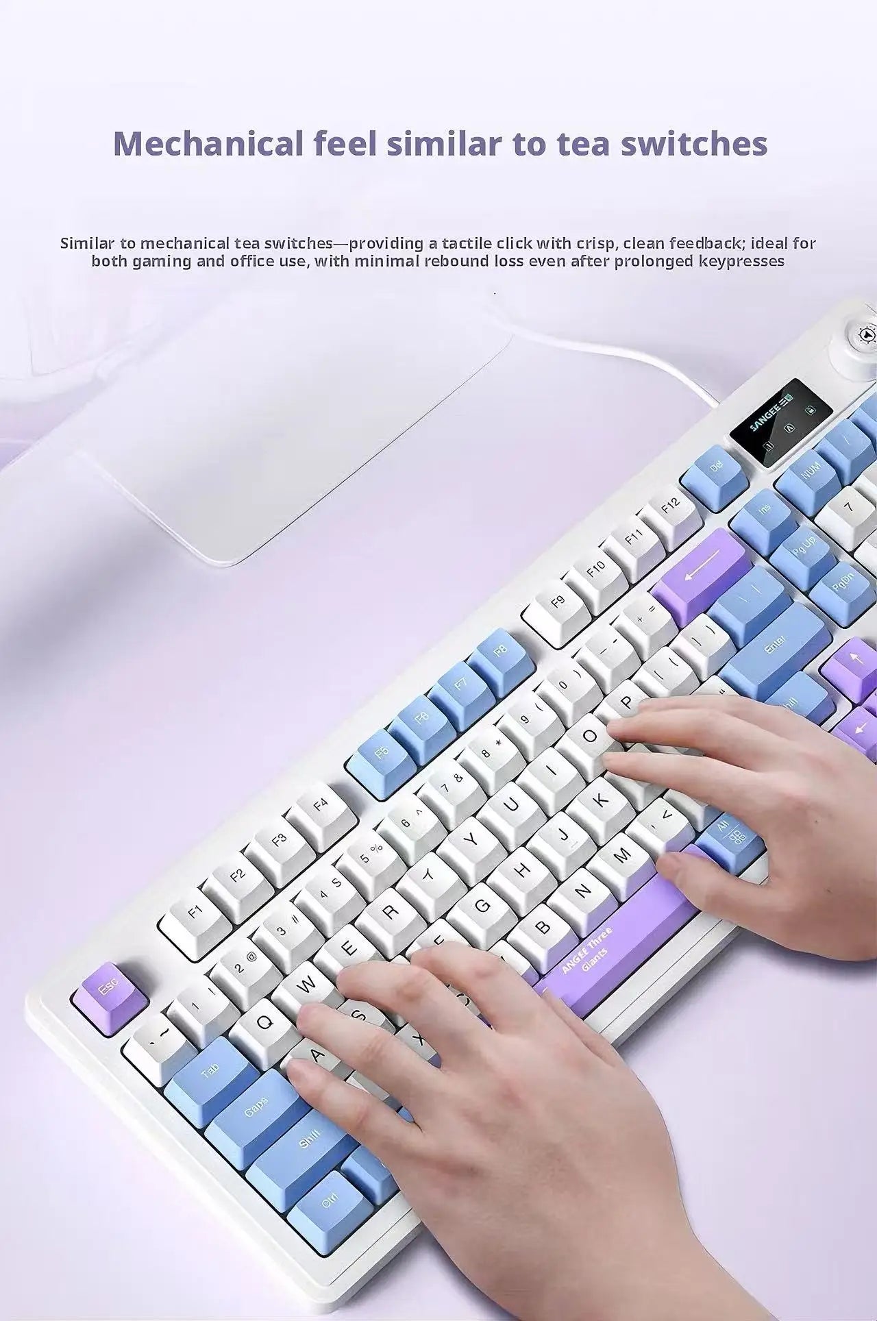 RGB 98Key Silent Keyboard and Mouse Set Wired Mechanical Feel with Screen Display Gaming Office Combo for PC Laptop Desktop
