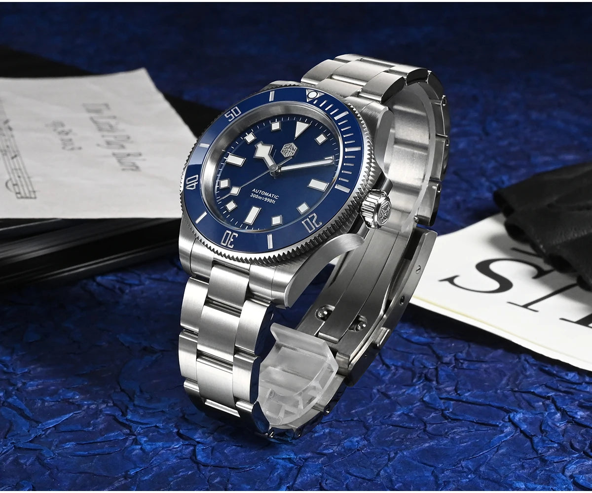 San Martin 40mm Stainless Steel Classic Men Diver Watch Japan NH35 Automatic Mechanical Sapphire Waterproof 300m SN0111