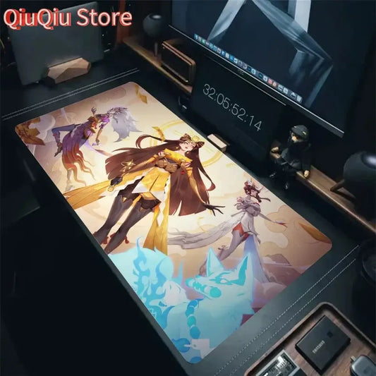 Mousepad Amaterasu Kiriko Overwatch, covoraș pentru mouse și birou cu suport, accesorii gaming Prime Gaming, pad XXL pentru tastatură, covoraș de protecție