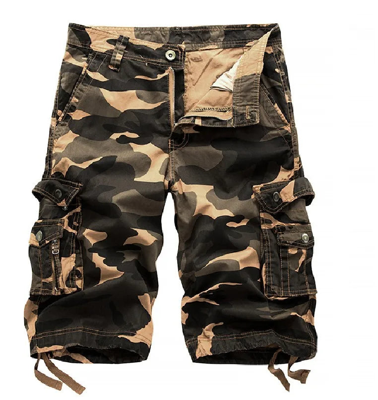 Camouflage loose work pants for men, 2025 summer military camouflage shorts for men, fashionable camouflage multi pocket work sh