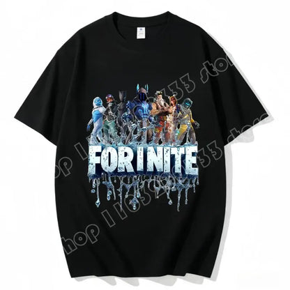 Fortnite Crew Neck T Shirt Unisex Adult Game Dance Fashion New Pure Cotton Short Sleeve Tops Perfect for Casual Wear Vacations