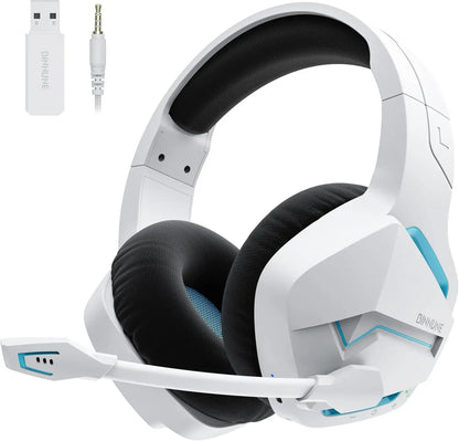 Casque de jeu sans fil BINNUNE avec 2,4 GHz pour PS5, PS4, Switch, FPS Gamers casques de jeu Bluetooth 5.3 avec micro antibruit