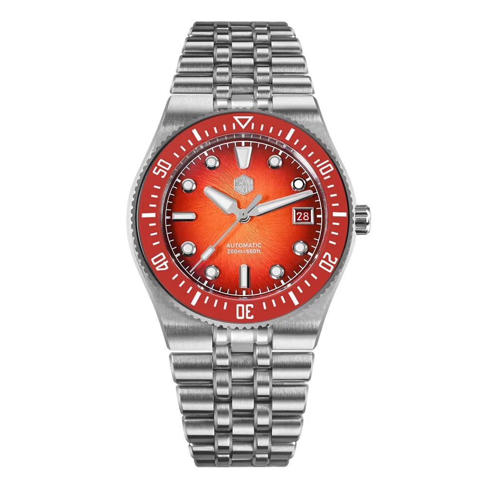 San Martin 40mm Enamel Spiral Dial Integrated Bracelet Men Diver Watch Miyota 9015 Automatic Mechanical Waterproof 200m SN0148