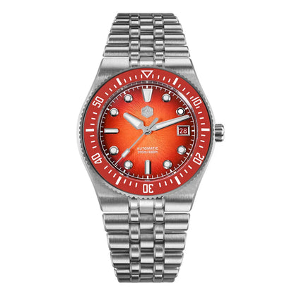 San Martin 40mm Enamel Spiral Dial Integrated Bracelet Men Diver Watch Miyota 9015 Automatic Mechanical Waterproof 200m SN0148