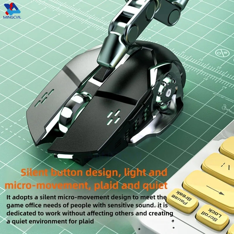 MINGCVIL Rechargeable Wireless Gaming Mouse Bluetooth & USB Computer Mouse, Ergonomic RGB Backlit Wireless Mouse for PC, Laptop, Mac & Gaming