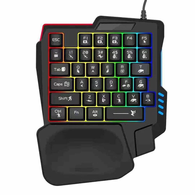 1pc RGB Gaming Keyboard Single Hand Mini USB Ultra-slim Wired 35-Keys OneHandedly Backlight Keyboard For Computer PC Laptop