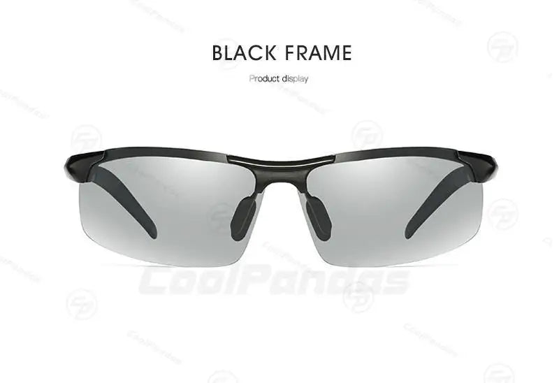 CoolPandas Photochromic Sunglasses Men Polarized Rimless Outdoor Sport Driving Glasses Day Night Chamelon Goggle zonnebril heren