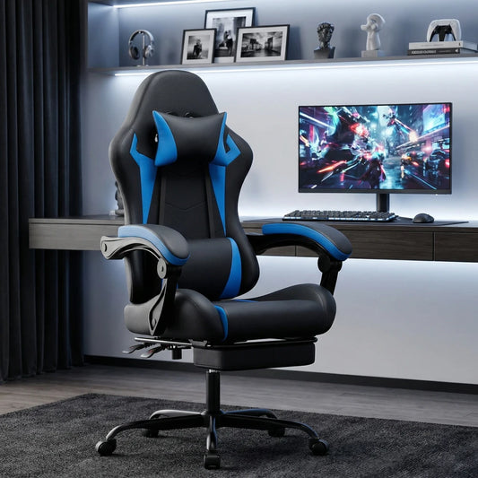 Ergonomic Gaming Chair with Lumbar Support and Headrest, Adjustable Height Gamer Chair with Comfortable Cushion, Rotating Office Gaming Chair
