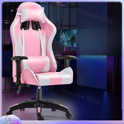 Chaise de jeu ergonomique avec support lombaire et hauteur réglable pour les joueurs sur PC, le travail de bureau, les longues sessions d'ordinateur, confortable