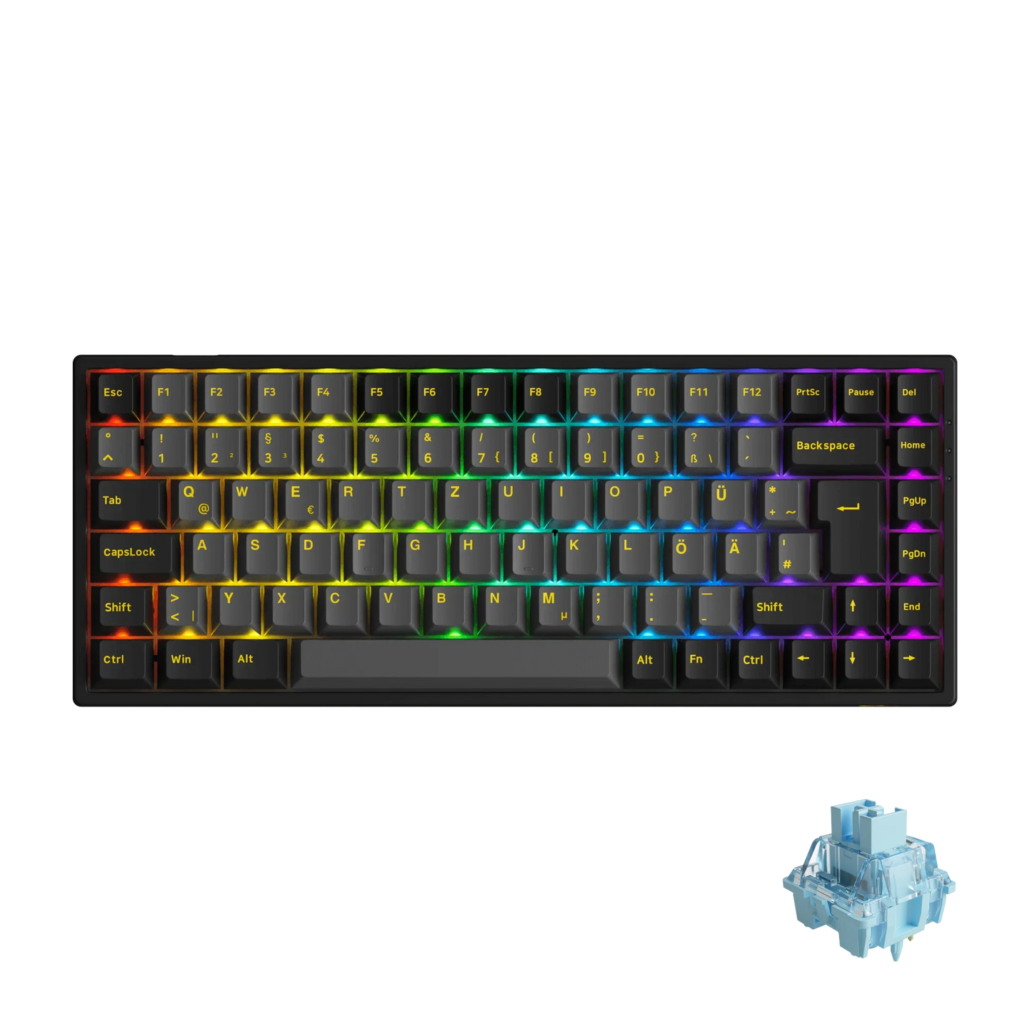Akko 3084B Plus Black & Gold 75% ISO-DE Layout Mechanical Gaming Keyboard Hot-swapple Multi-Modes 2.4GHz /USB Type-C/BT 5.0
